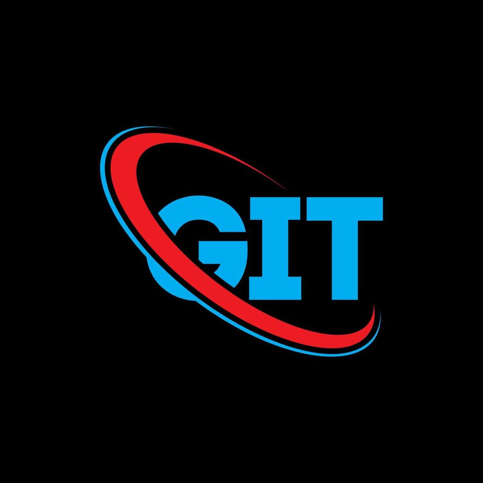 logotipo de Git. carta de git. diseño de logotipo de letra git. iniciales del logotipo de git vinculado con el círculo y el logotipo del monograma en mayúsculas. tipografía git para tecnología, negocios y marca inmobiliaria. vector