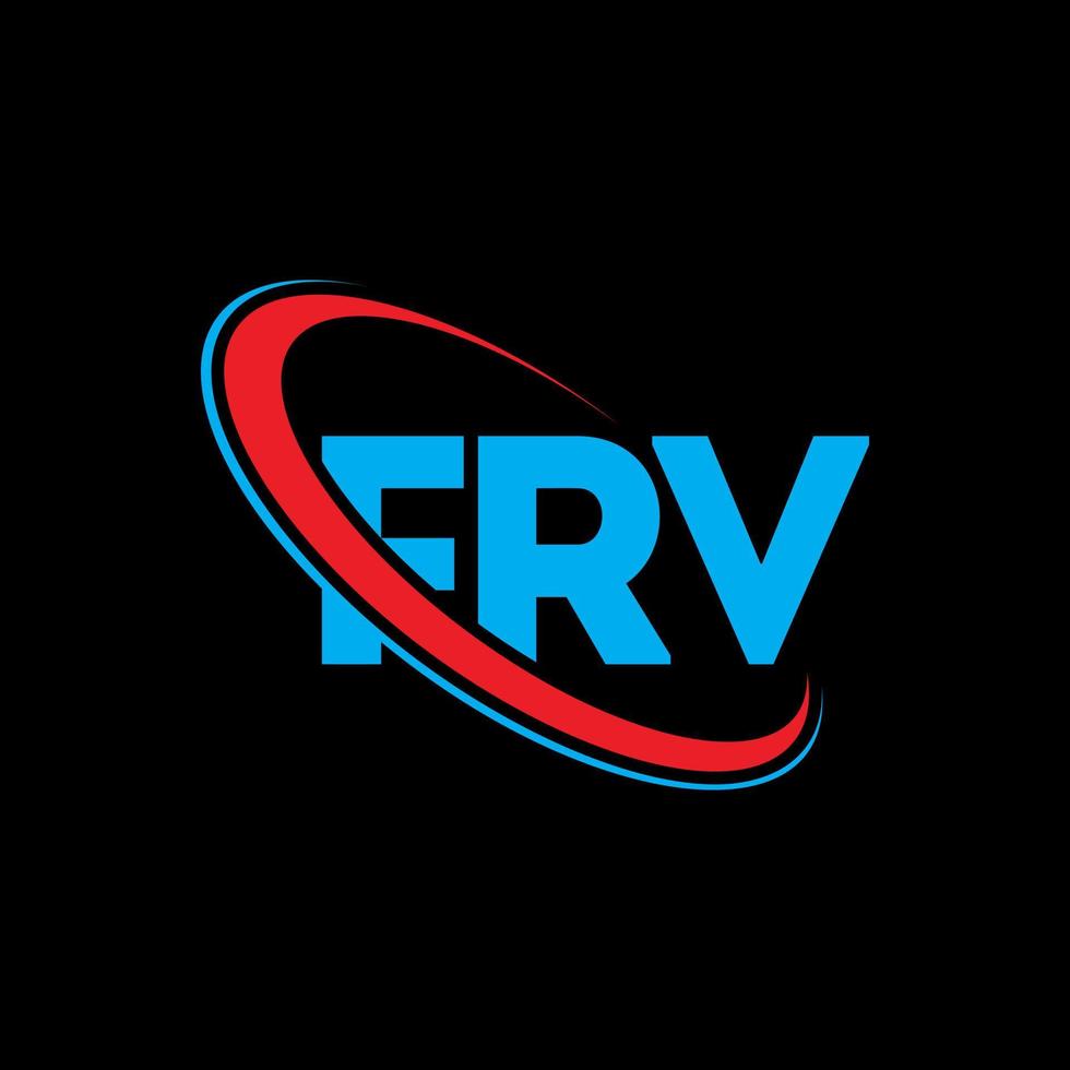 logotipo de frv. carta frv. diseño del logotipo de la letra frv. logotipo de iniciales frv vinculado con círculo y logotipo de monograma en mayúsculas. tipografía frv para tecnología, negocios y marca inmobiliaria. vector