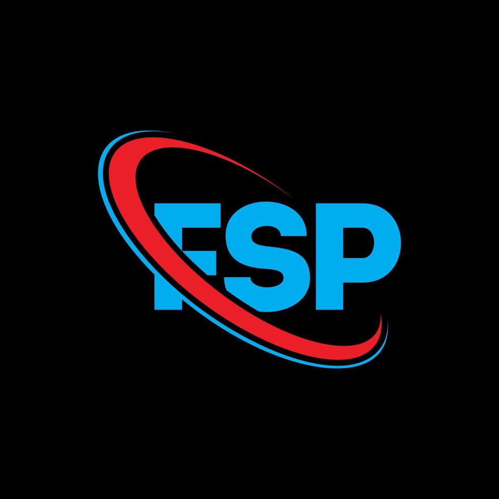 logotipo de fsp. carta fsp. diseño del logotipo de la letra fsp. logotipo de iniciales fsp vinculado con círculo y logotipo de monograma en mayúsculas. tipografía fsp para tecnología, negocios y marca inmobiliaria. vector