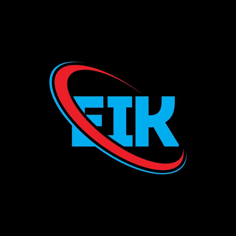 logotipo de eik. letra eik. diseño del logotipo de la letra eik. logotipo de las iniciales eik vinculado con el círculo y el logotipo del monograma en mayúsculas. tipografía eik para tecnología, negocios y marca inmobiliaria. vector