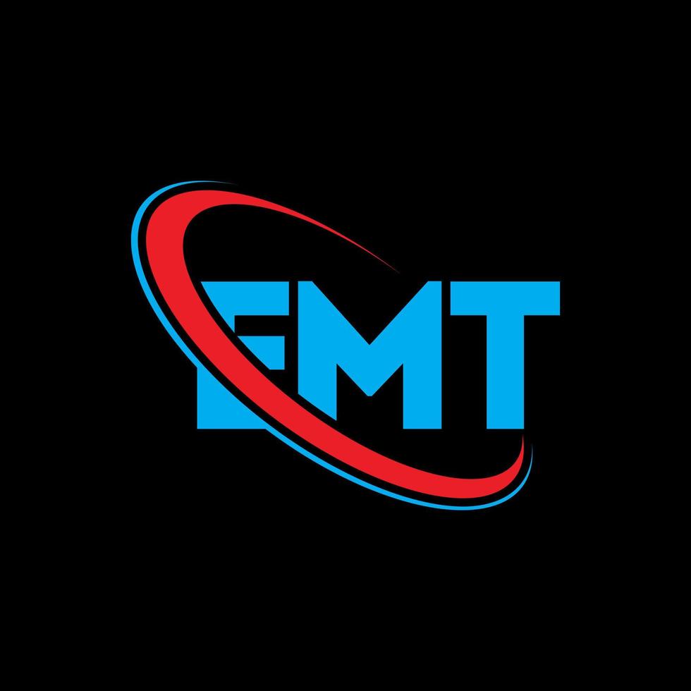 EMT logo. EMT letter. EMT letter logo design. Initials EMT logo linked with circle and uppercase monogram logo. EMT typography for technology, business and real estate brand. vector