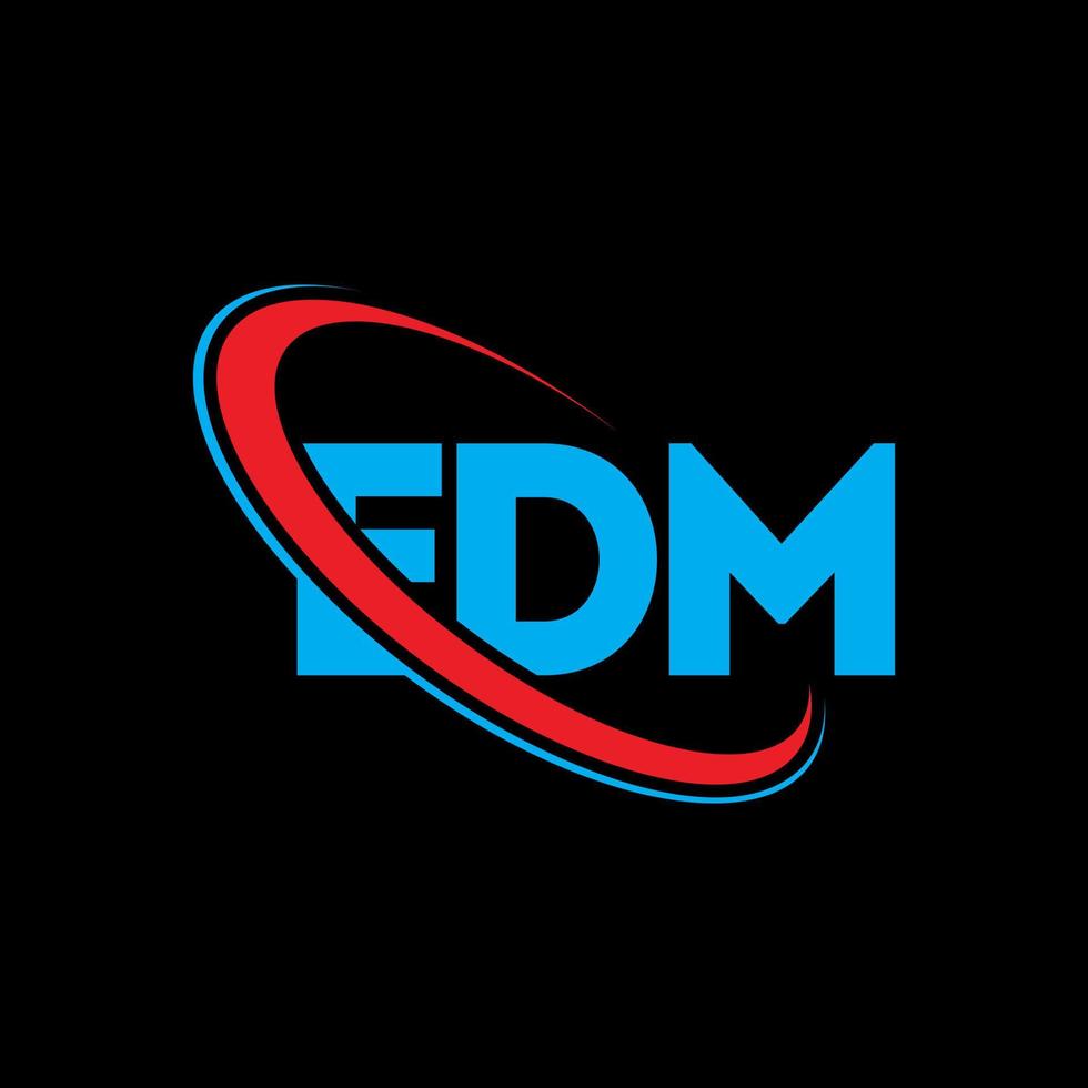 logotipo de edm. letra edm. diseño del logotipo de la letra edm. logotipo de iniciales edm vinculado con círculo y logotipo de monograma en mayúsculas. tipografía edm para tecnología, negocios y marca inmobiliaria. vector