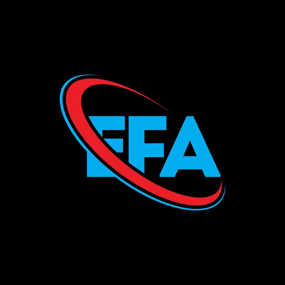 logotipo de la ef. carta efa. diseño del logotipo de la letra efa. iniciales del logotipo de efa enlazadas con un círculo y un monograma en mayúsculas. tipografía efa para tecnología, negocios y marca inmobiliaria. vector