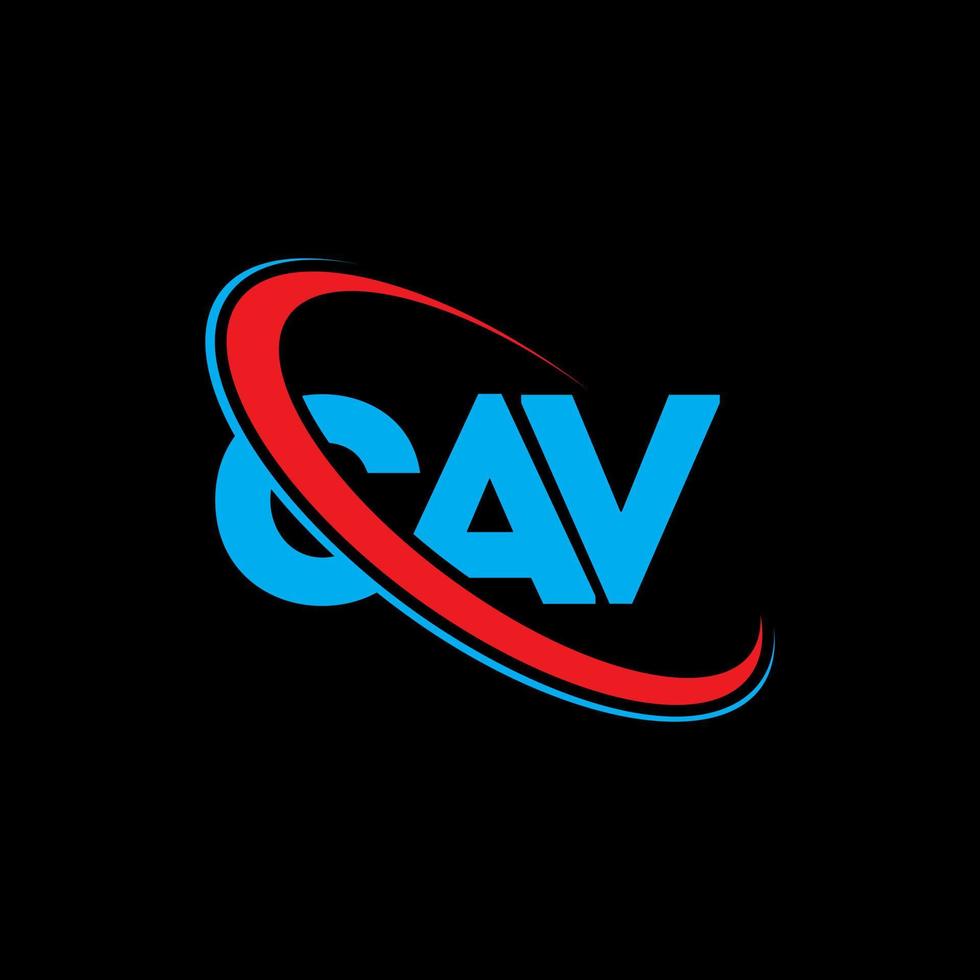 logotipo de cav. letra cav. diseño del logotipo de la letra cav. logotipo de cav de iniciales vinculado con círculo y logotipo de monograma en mayúsculas. tipografía cav para tecnología, negocios y marca inmobiliaria. vector