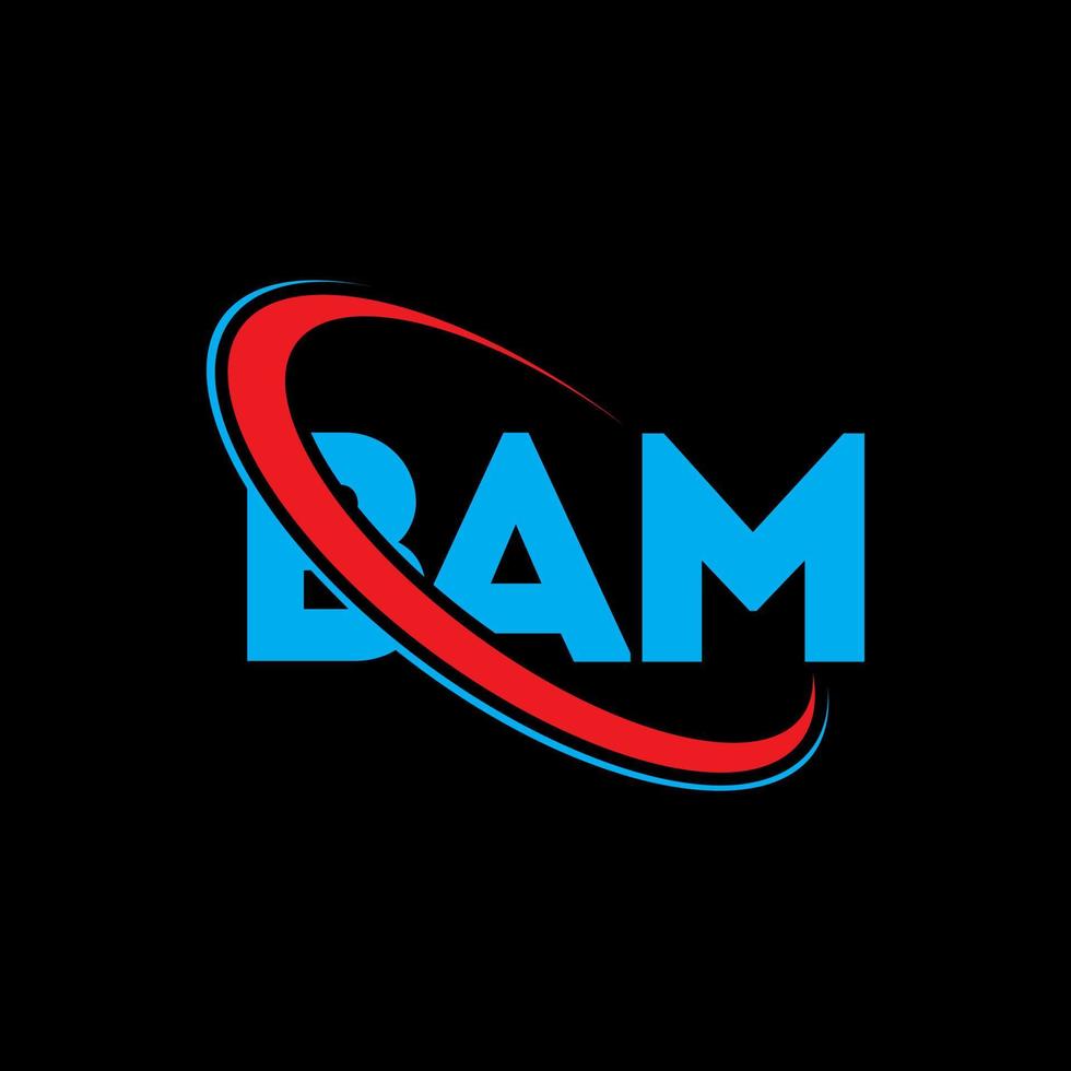 logotipo de bam. bam carta. diseño del logotipo de la letra bam. logotipo de iniciales bam vinculado con círculo y logotipo de monograma en mayúsculas. tipografía bam para tecnología, negocios y marca inmobiliaria. vector