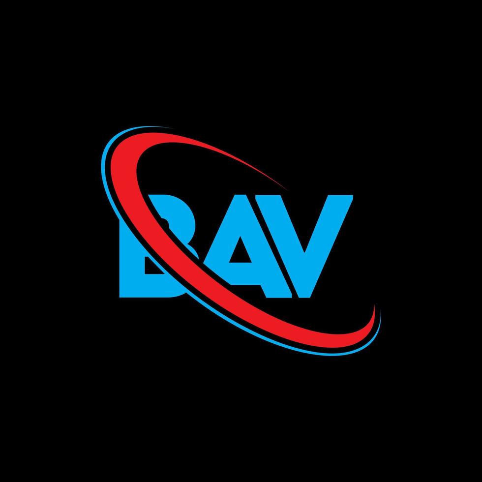 logotipo de bav. carta bav. diseño del logotipo de la letra bav. logotipo de iniciales bav vinculado con círculo y logotipo de monograma en mayúsculas. tipografía bav para tecnología, negocios y marca inmobiliaria. vector