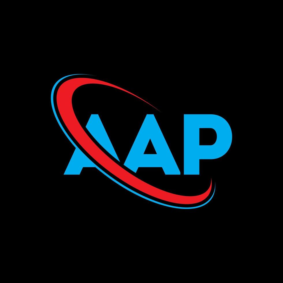 logotipo de ap. carta de ap. diseño del logotipo de la letra aap. logotipo inicial de aap vinculado con círculo y logotipo de monograma en mayúsculas. tipografía aap para tecnología, negocios y marca inmobiliaria. vector