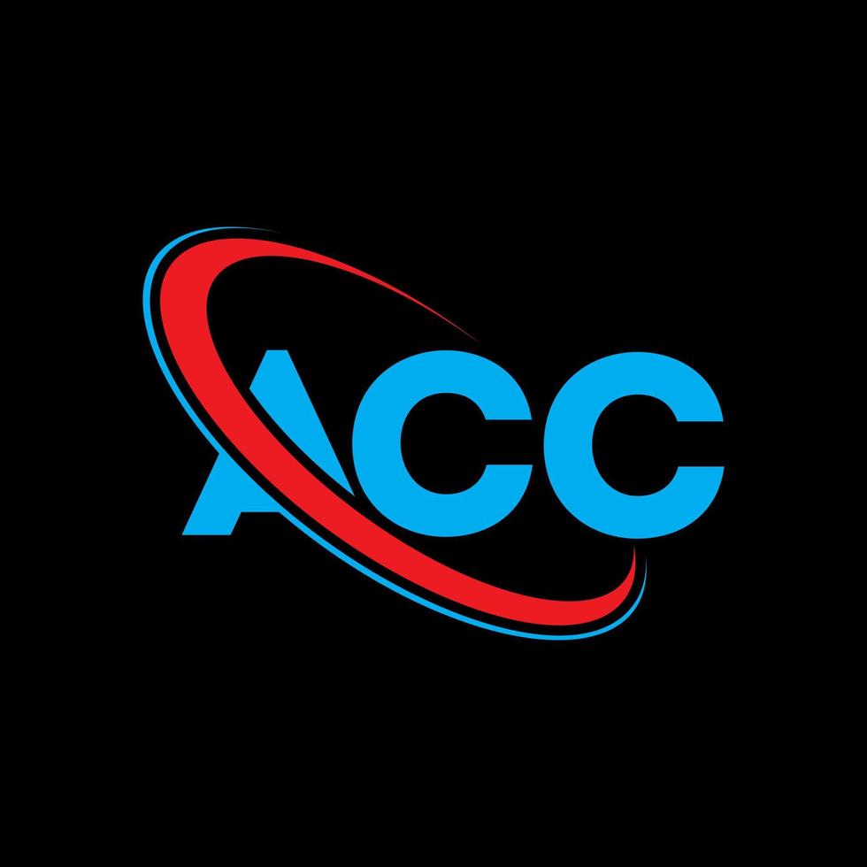 logotipo de la cuenta letra acc. diseño de logotipo de letra acc. logo inicial acc vinculado con círculo y logo de monograma en mayúsculas. tipografía acc para tecnología, negocios y marca inmobiliaria. vector