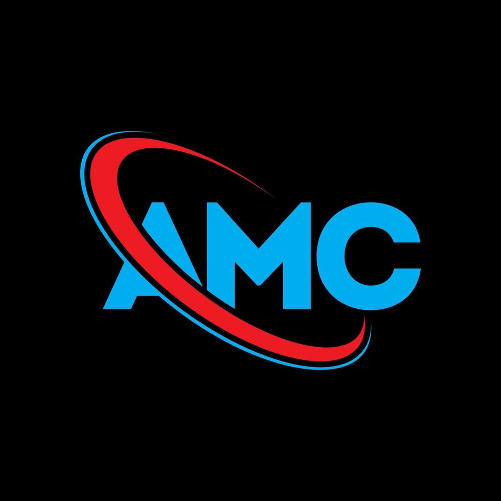 logotipo de amc. carta amc. diseño del logotipo de la letra amc. logotipo de iniciales amc vinculado con círculo y logotipo de monograma en mayúsculas. tipografía amc para tecnología, negocios y marca inmobiliaria. vector