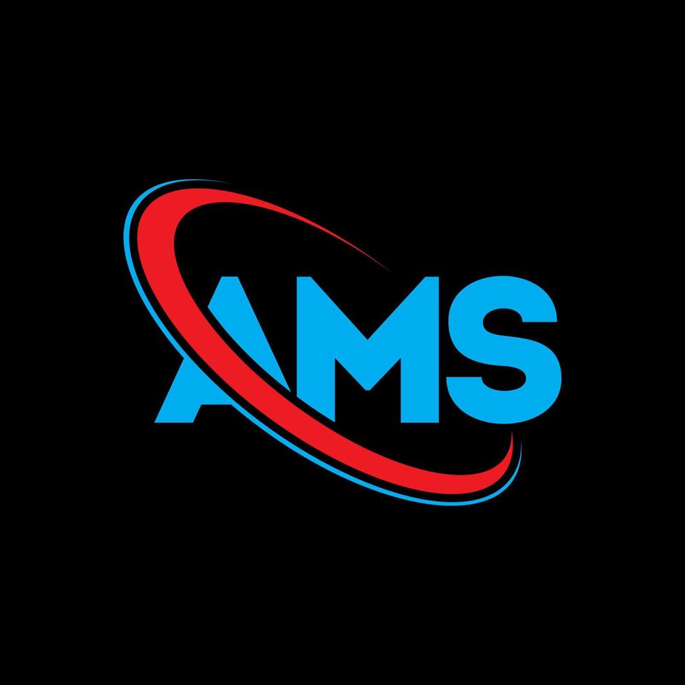 logotipo de ams. carta ams. diseño del logotipo de la letra ams. logotipo de iniciales ams vinculado con círculo y logotipo de monograma en mayúsculas. tipografía ams para tecnología, negocios y marca inmobiliaria. vector