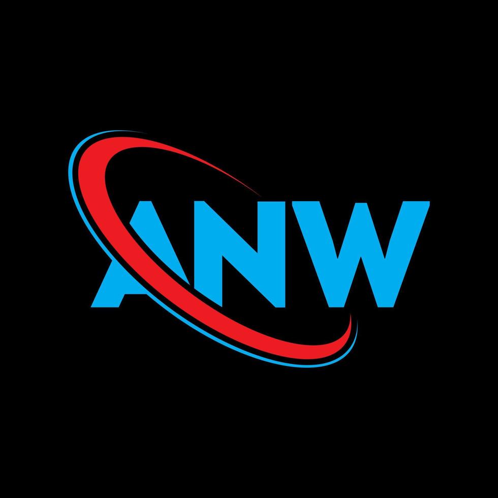 logotipo de anw. una carta diseño de logotipo de letra anw. logotipo de las iniciales anw vinculado con el círculo y el logotipo del monograma en mayúsculas. tipografía anw para tecnología, negocios y marca inmobiliaria. vector