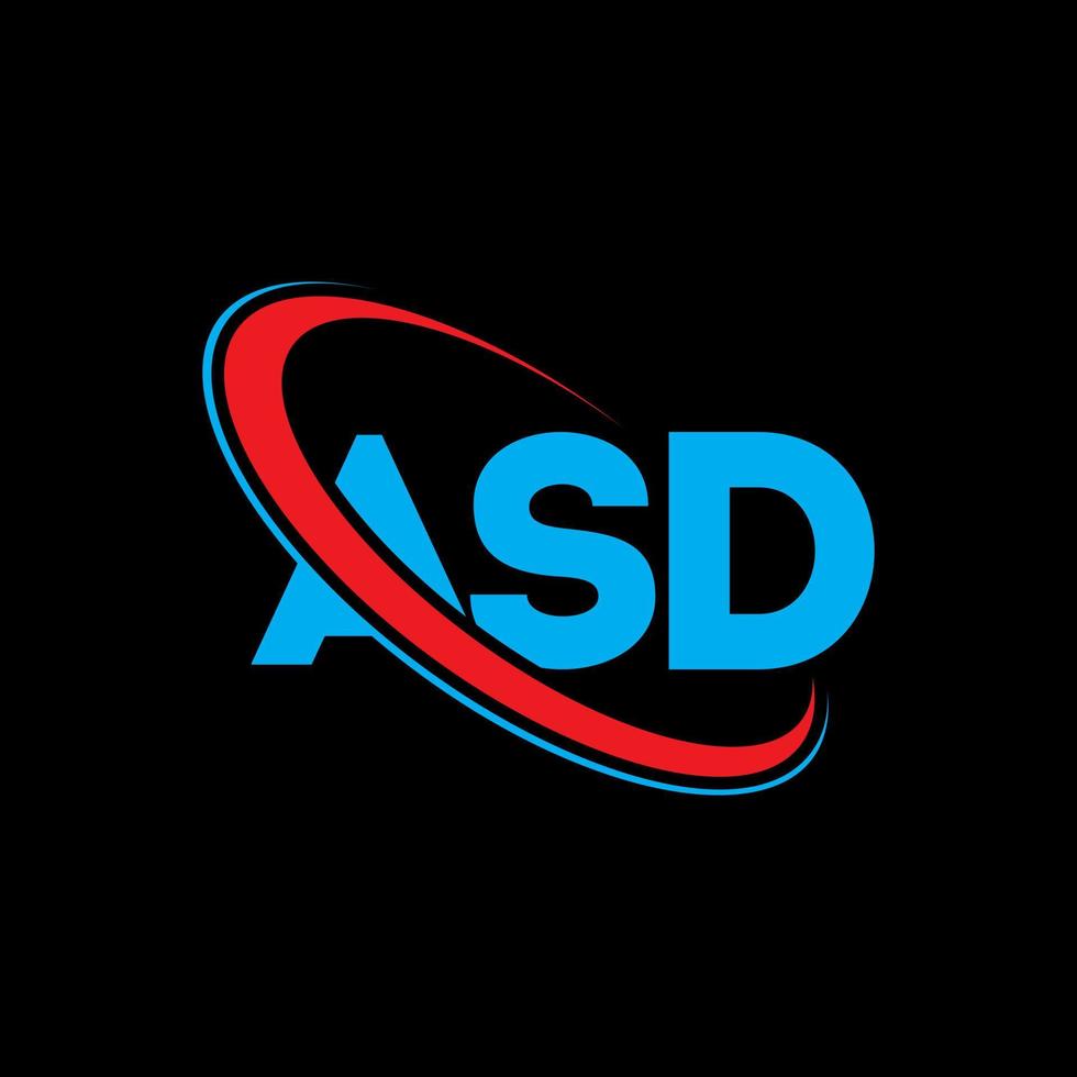 logotipo de asd. letra asd. diseño del logotipo de la letra asd. logotipo de iniciales asd vinculado con círculo y logotipo de monograma en mayúsculas. tipografía asd para tecnología, negocios y marca inmobiliaria. vector