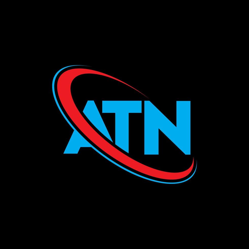 logotipo de la atn. atn carta. diseño del logotipo de la letra atn. logotipo de las iniciales atn vinculado con el círculo y el logotipo del monograma en mayúsculas. atn tipografía para tecnología, negocios y marca inmobiliaria. vector