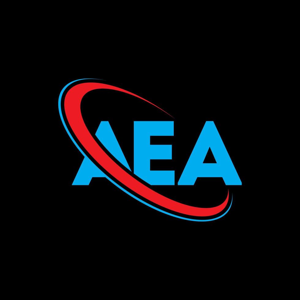 logotipo de la aea. carta aea. diseño del logotipo de la letra aea. logotipo de las iniciales aea vinculado con un círculo y un logotipo de monograma en mayúsculas. tipografía aea para tecnología, negocios y marca inmobiliaria. vector