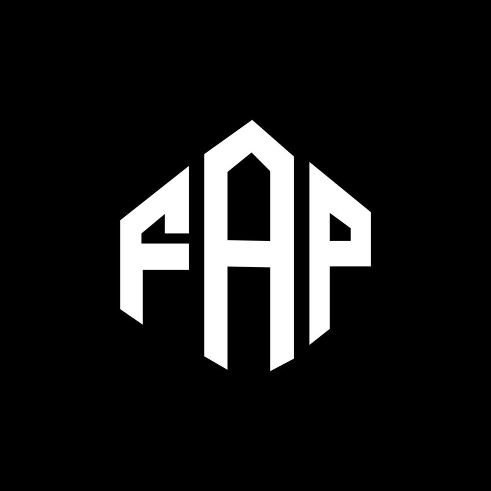 FAP letter logo design with polygon shape. FAP polygon and cube shape logo design. FAP hexagon vector logo template white and black colors. FAP monogram, business and real estate logo.
