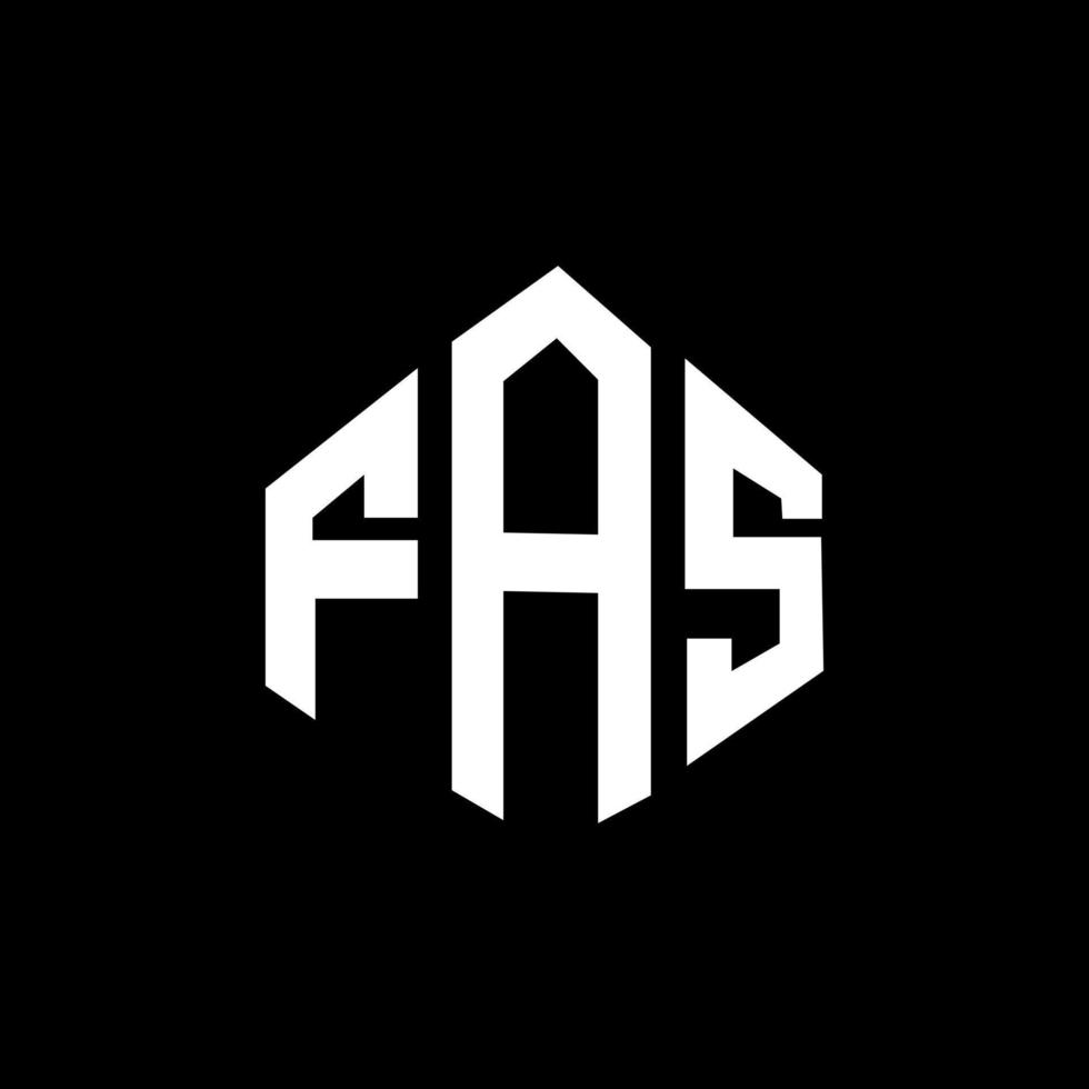 FAS letter logo design with polygon shape. FAS polygon and cube shape logo design. FAS hexagon vector logo template white and black colors. FAS monogram, business and real estate logo.