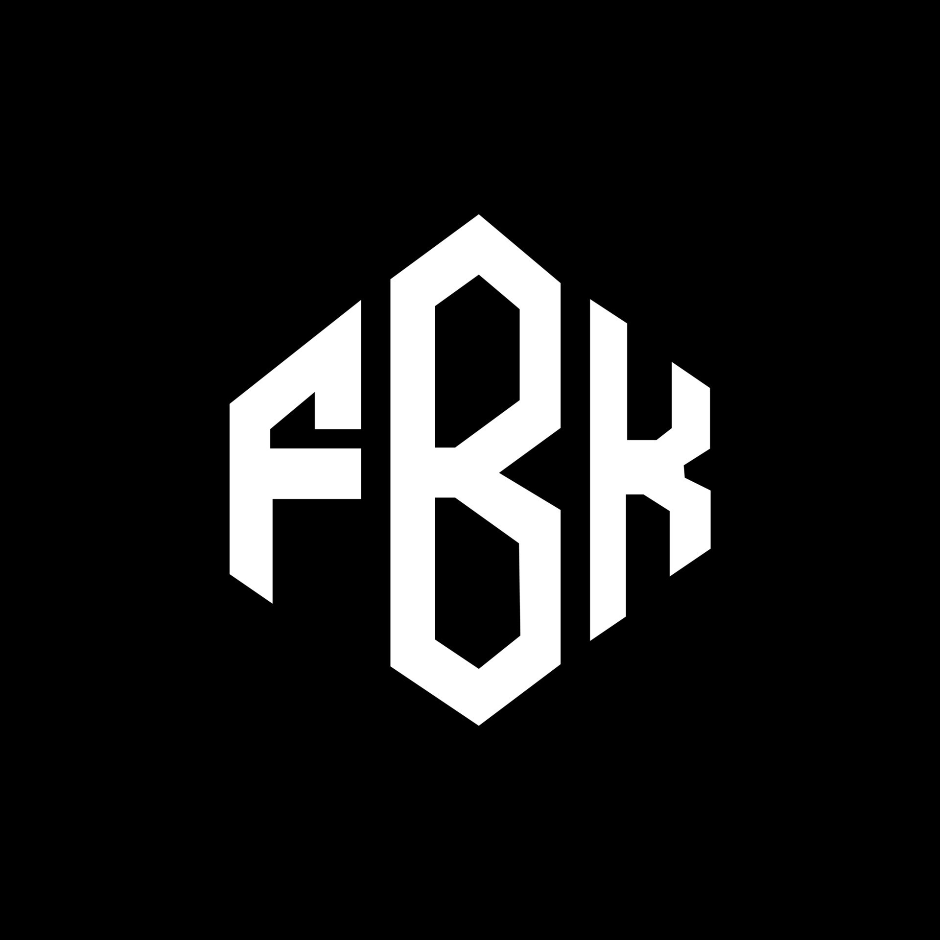 diseño de logotipo de letra fbk con forma de polígono. diseño de