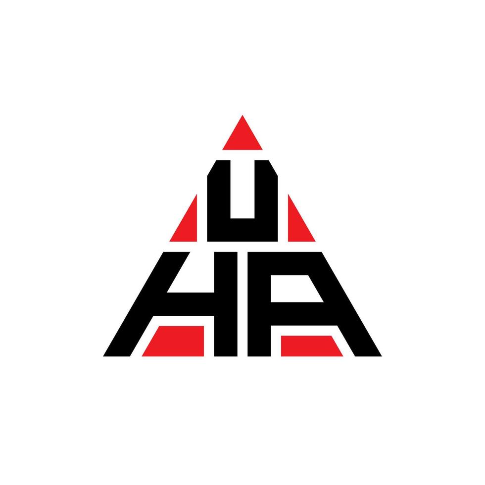 uha diseño de logotipo de letra triangular con forma de triángulo. monograma de diseño del logotipo del triángulo uha. plantilla de logotipo de vector de triángulo uha con color rojo. logotipo triangular uha logotipo simple, elegante y lujoso.