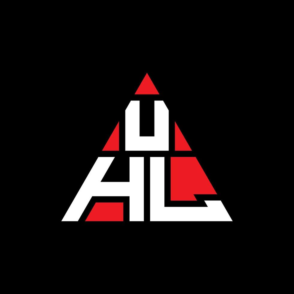 UHL triangle letter logo design with triangle shape. UHL triangle logo design monogram. UHL triangle vector logo template with red color. UHL triangular logo Simple, Elegant, and Luxurious Logo.