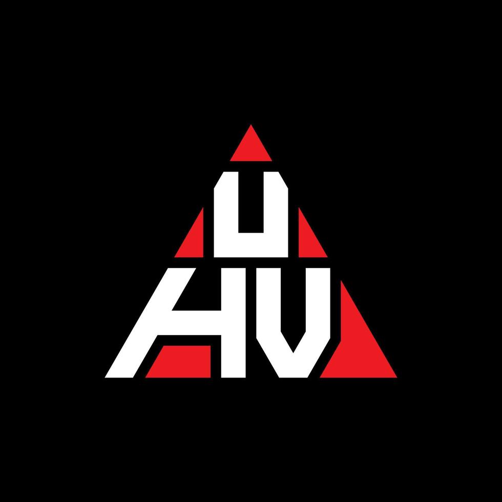 UHV triangle letter logo design with triangle shape. UHV triangle logo design monogram. UHV triangle vector logo template with red color. UHV triangular logo Simple, Elegant, and Luxurious Logo.