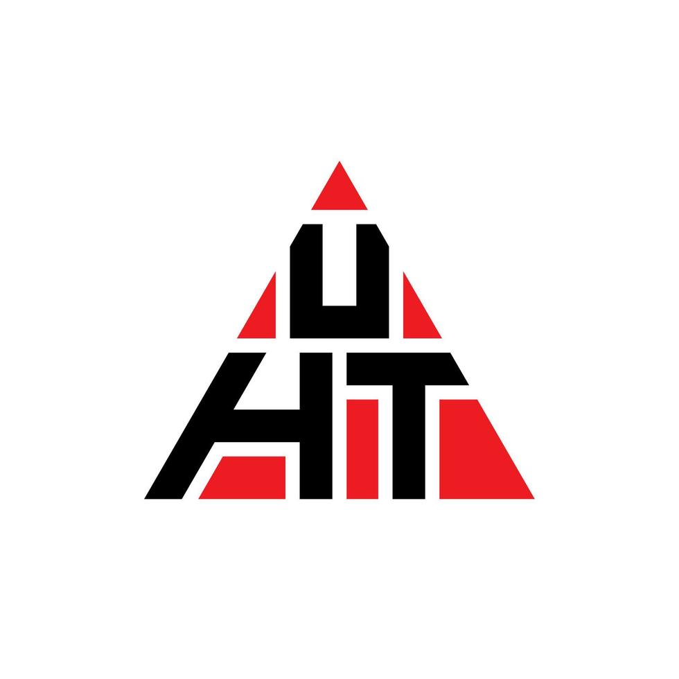 diseño de logotipo de letra triangular uht con forma de triángulo. monograma de diseño de logotipo de triángulo uht. plantilla de logotipo de vector de triángulo uht con color rojo. logotipo triangular uht logotipo simple, elegante y lujoso.