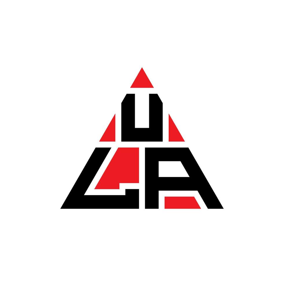 Diseño de logotipo de letra triangular ula con forma de triángulo. monograma de diseño del logotipo del triángulo ula. plantilla de logotipo de vector de triángulo ula con color rojo. logotipo triangular de ula logotipo simple, elegante y lujoso.