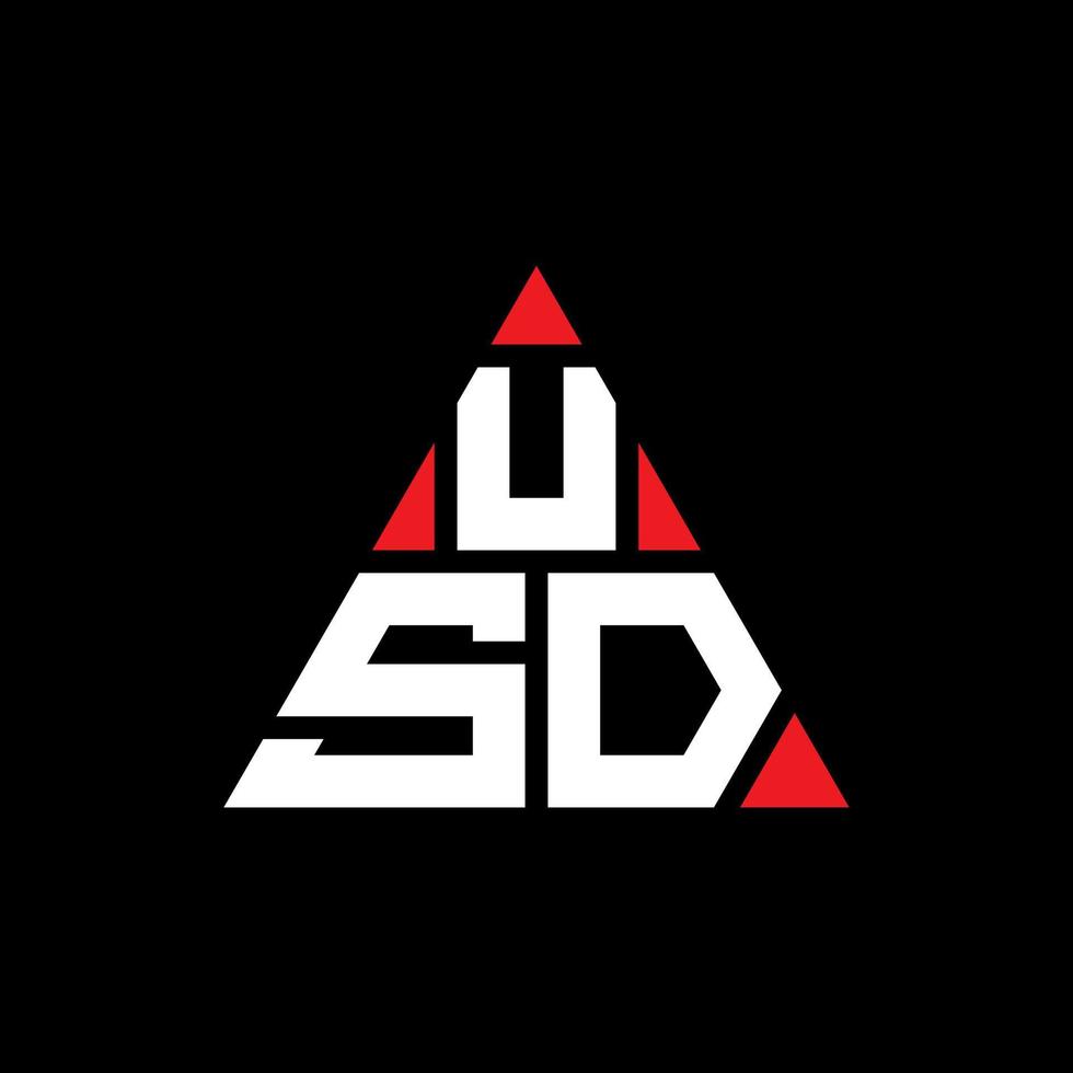 diseño de logotipo de letra de triángulo usd con forma de triángulo. monograma de diseño de logotipo de triángulo usd. plantilla de logotipo de vector de triángulo usd con color rojo. logo triangular usd logo simple, elegante y lujoso.