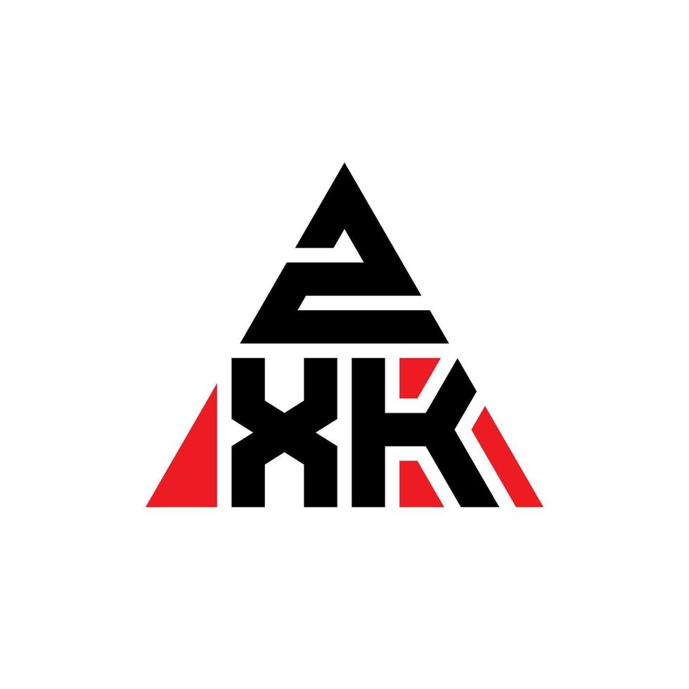 ZXK triangle letter logo design with triangle shape. ZXK triangle logo design monogram. ZXK triangle vector logo template with red color. ZXK triangular logo Simple, Elegant, and Luxurious Logo.