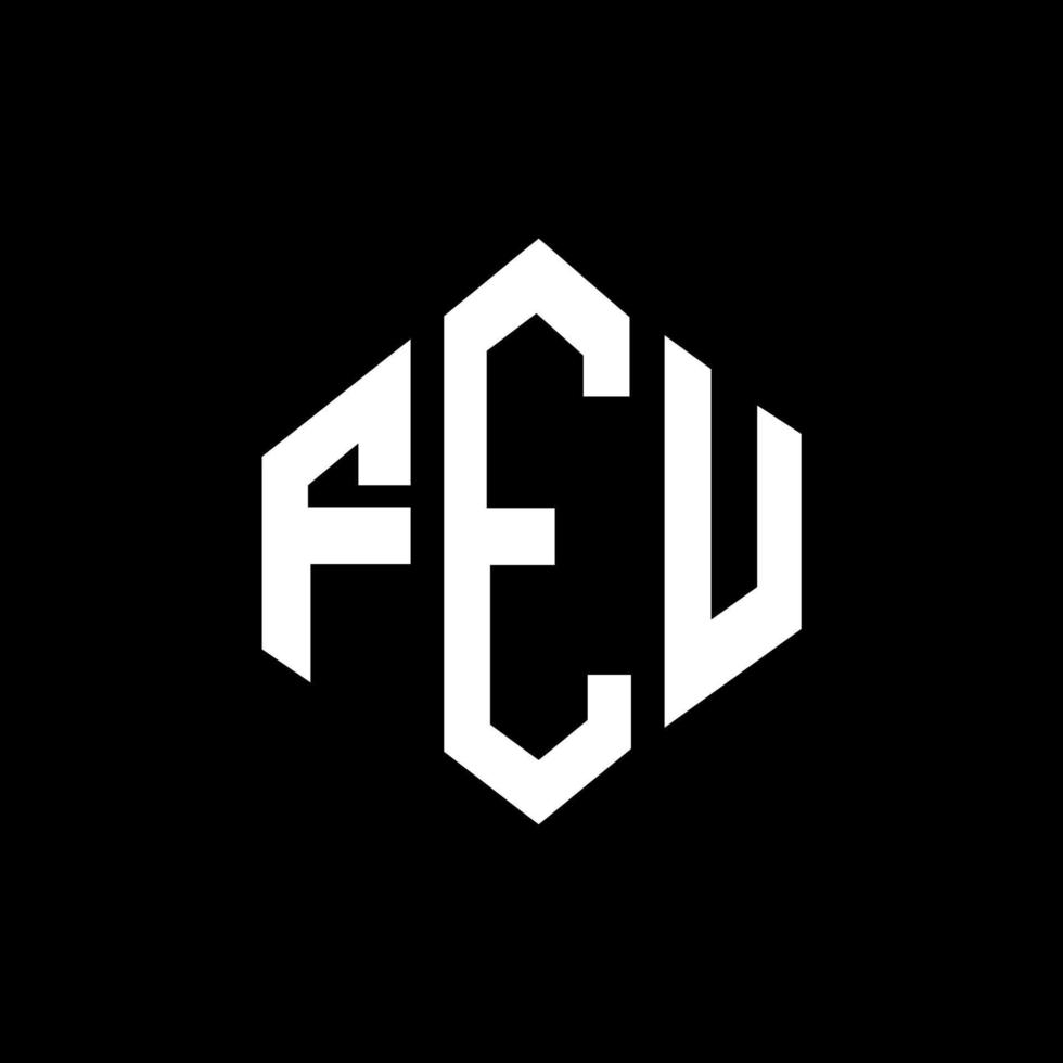 FEU letter logo design with polygon shape. FEU polygon and cube shape logo design. FEU hexagon vector logo template white and black colors. FEU monogram, business and real estate logo.