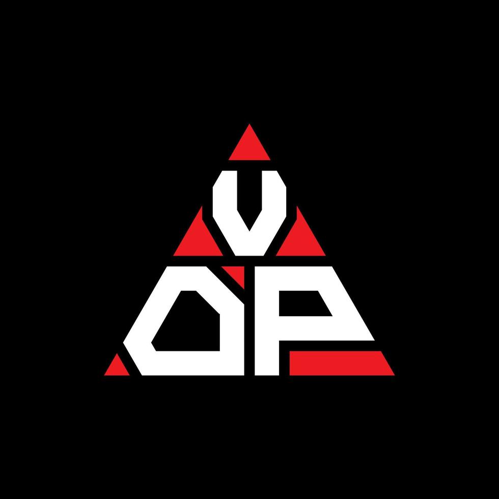 diseño de logotipo de letra de triángulo vop con forma de triángulo. monograma de diseño de logotipo de triángulo vop. plantilla de logotipo de vector de triángulo vop con color rojo. logotipo triangular vop logotipo simple, elegante y lujoso.