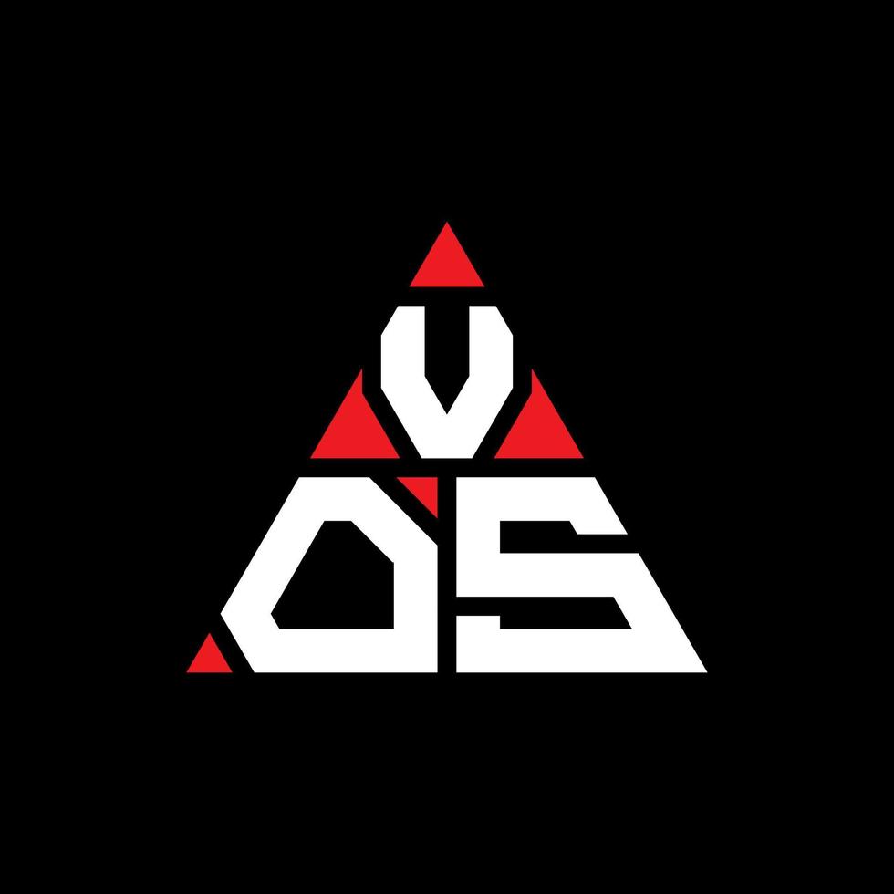 diseño de logotipo de letra triangular vos con forma de triángulo. monograma de diseño del logotipo del triángulo vos. plantilla de logotipo de vector de triángulo vos con color rojo. logo triangular vos logo simple, elegante y lujoso.