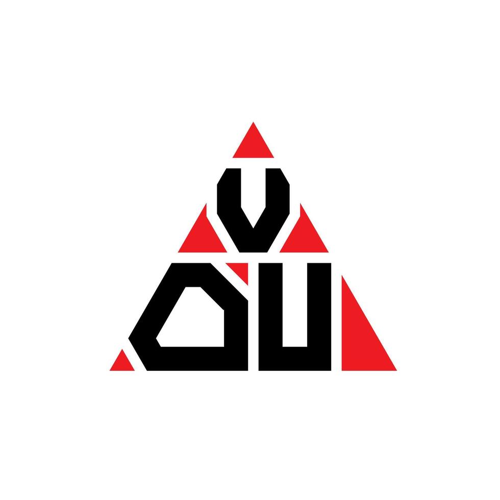 VOU triangle letter logo design with triangle shape. VOU triangle logo design monogram. VOU triangle vector logo template with red color. VOU triangular logo Simple, Elegant, and Luxurious Logo.