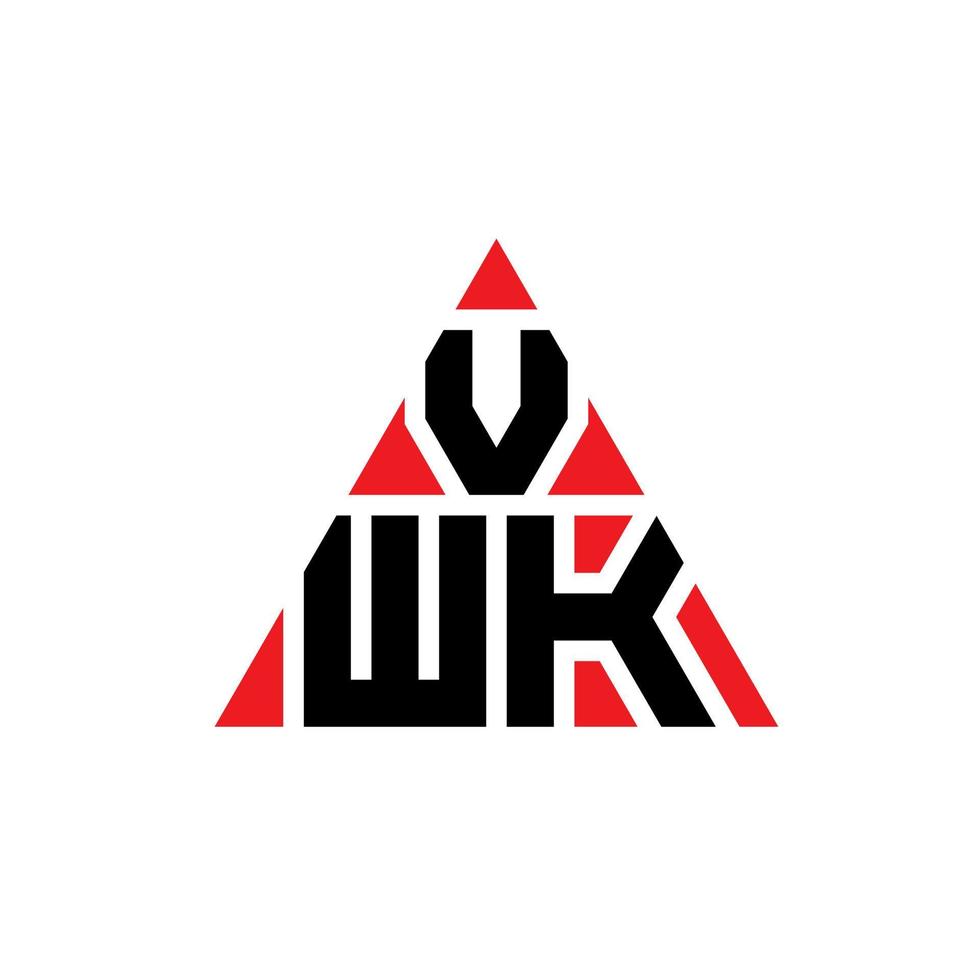 VWK triangle letter logo design with triangle shape. VWK triangle logo design monogram. VWK triangle vector logo template with red color. VWK triangular logo Simple, Elegant, and Luxurious Logo.