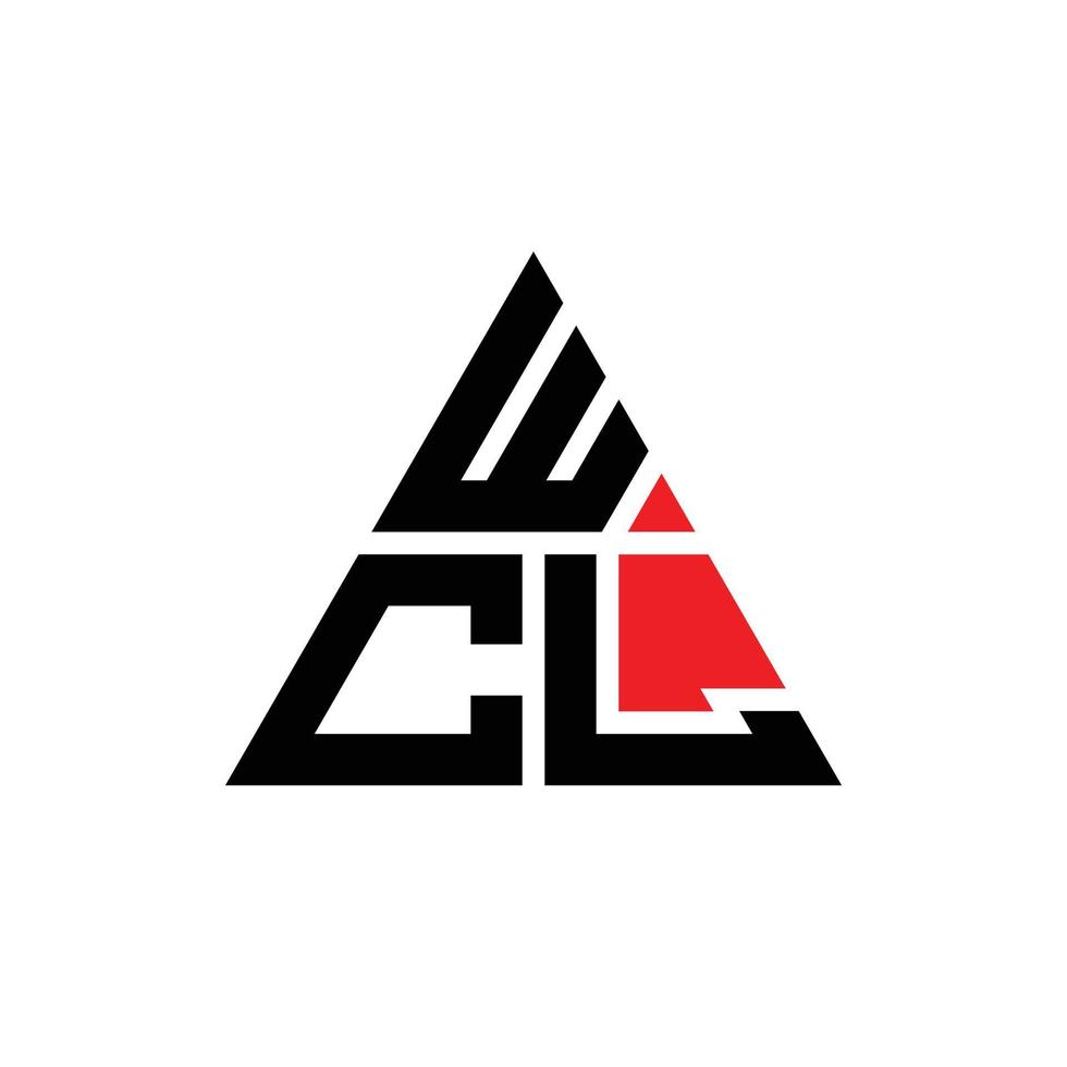 diseño de logotipo de letra triangular wcl con forma de triángulo. monograma de diseño de logotipo de triángulo wcl. plantilla de logotipo de vector de triángulo wcl con color rojo. logotipo triangular wcl logotipo simple, elegante y lujoso. wcl