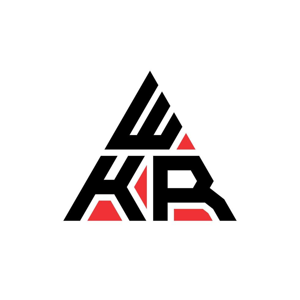 wkr diseño de logotipo de letra triangular con forma de triángulo. monograma de diseño del logotipo del triángulo wkr. plantilla de logotipo de vector de triángulo wkr con color rojo. logo triangular wkr logo simple, elegante y lujoso.