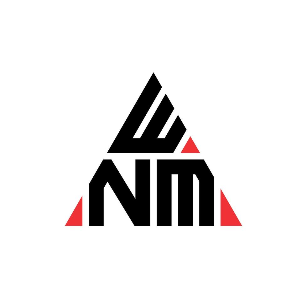 WNM triangle letter logo design with triangle shape. WNM triangle logo design monogram. WNM triangle vector logo template with red color. WNM triangular logo Simple, Elegant, and Luxurious Logo.