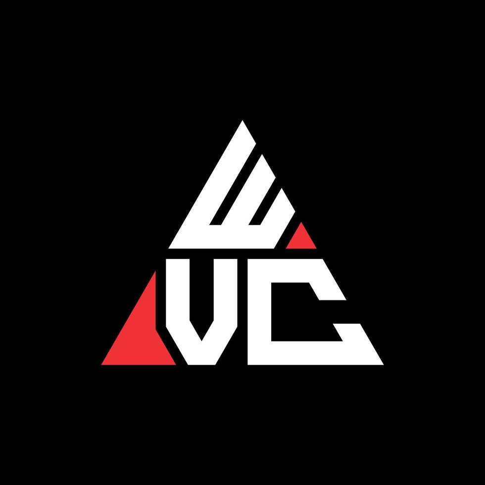 diseño de logotipo de letra triangular wvc con forma de triángulo. monograma de diseño del logotipo del triángulo wvc. plantilla de logotipo de vector de triángulo wvc con color rojo. logo triangular wvc logo simple, elegante y lujoso.