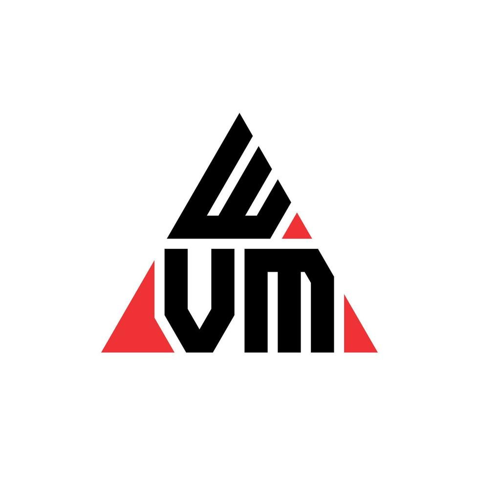 WVM triangle letter logo design with triangle shape. WVM triangle logo design monogram. WVM triangle vector logo template with red color. WVM triangular logo Simple, Elegant, and Luxurious Logo.