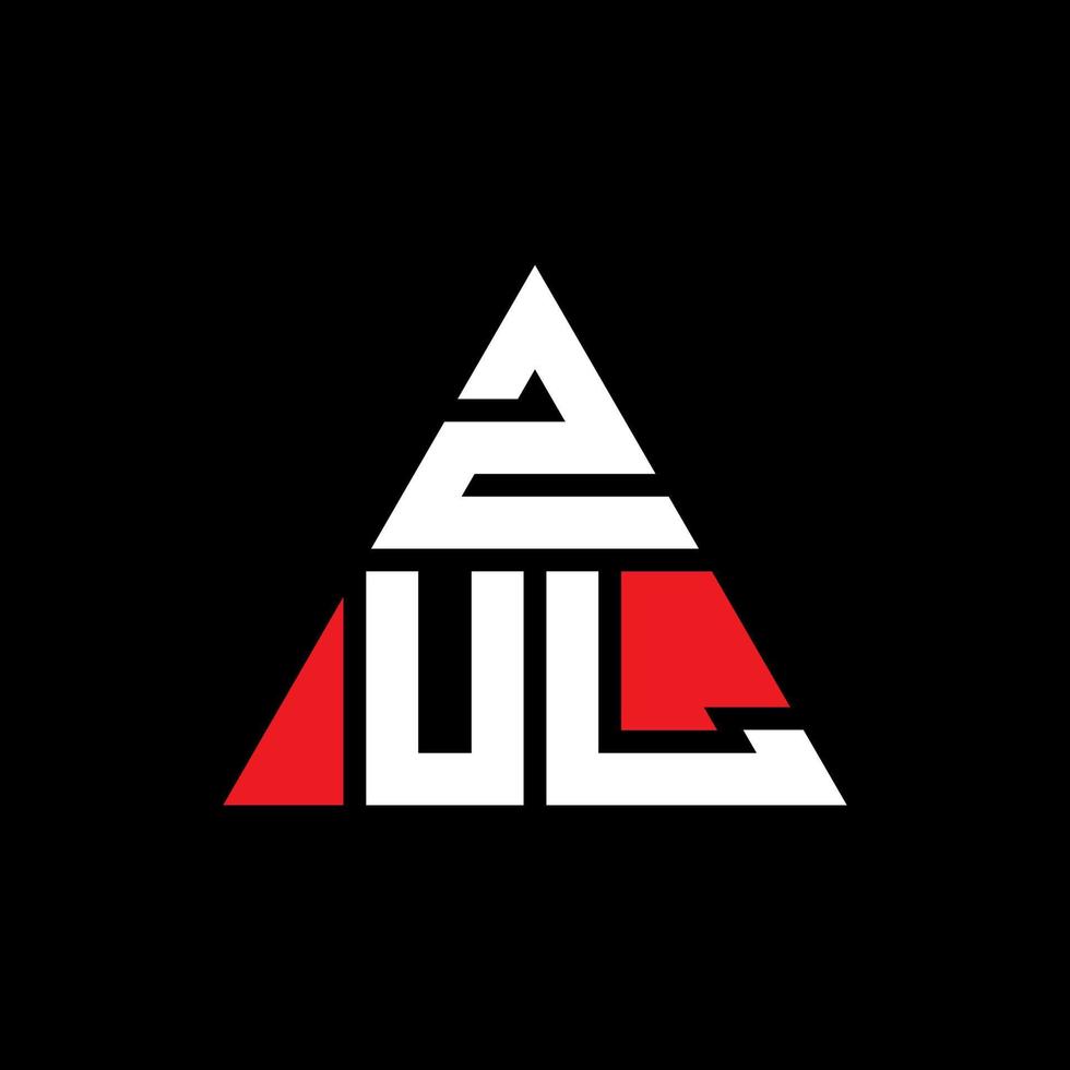 ZUL triangle letter logo design with triangle shape. ZUL triangle logo design monogram. ZUL triangle vector logo template with red color. ZUL triangular logo Simple, Elegant, and Luxurious Logo.