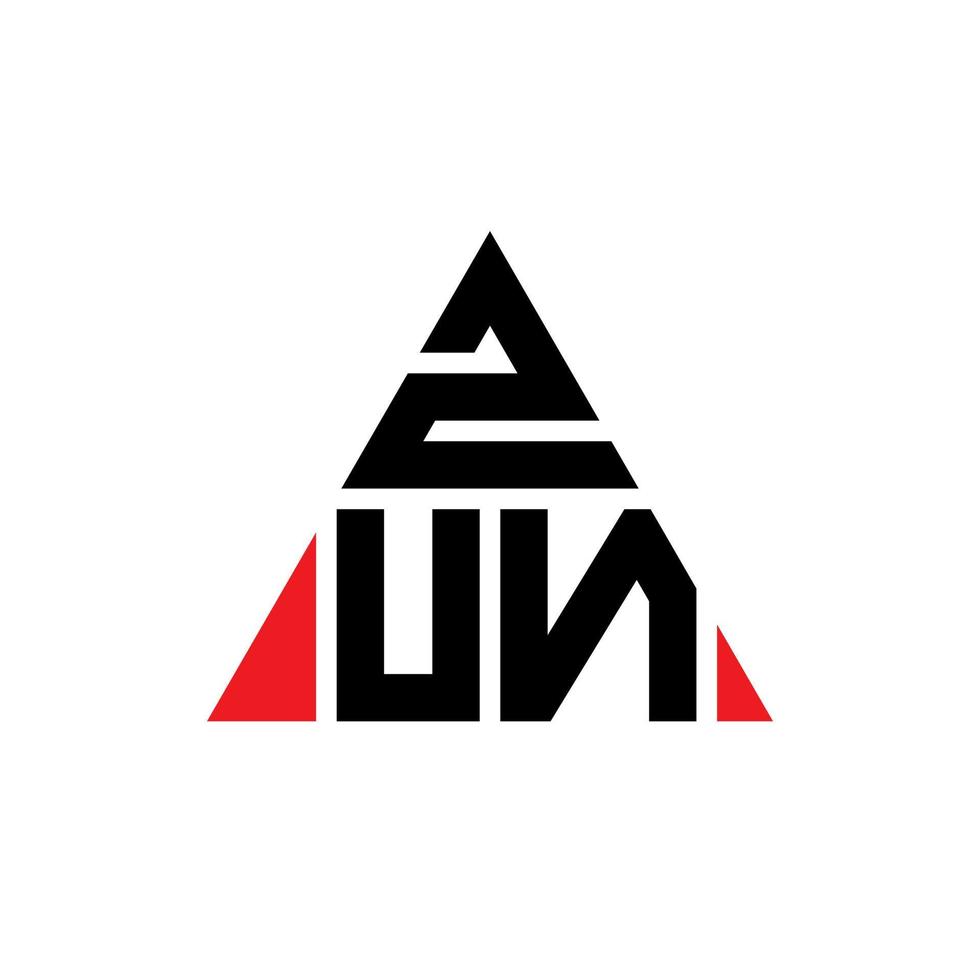 diseño del logotipo de la letra del triángulo zun con forma de triángulo. monograma de diseño del logotipo del triángulo zun. plantilla de logotipo de vector de triángulo zun con color rojo. logotipo triangular zun logotipo simple, elegante y lujoso.