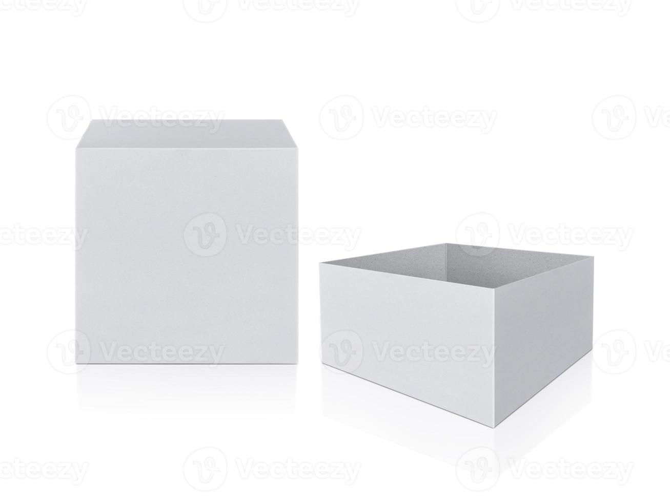 blank packaging white cardboard box isolated on white background ready for packaging design photo