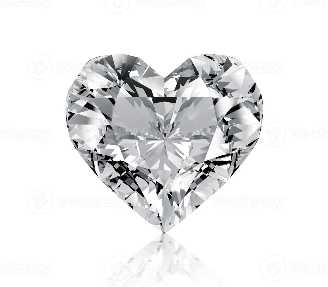 Red heart shaped diamond, isolated on white background photo