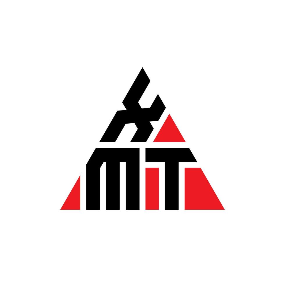 diseño de logotipo de letra triangular xmt con forma de triángulo. monograma de diseño del logotipo del triángulo xmt. plantilla de logotipo de vector de triángulo xmt con color rojo. logotipo triangular xmt logotipo simple, elegante y lujoso.