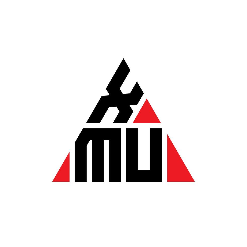 XMU triangle letter logo design with triangle shape. XMU triangle logo design monogram. XMU triangle vector logo template with red color. XMU triangular logo Simple, Elegant, and Luxurious Logo.