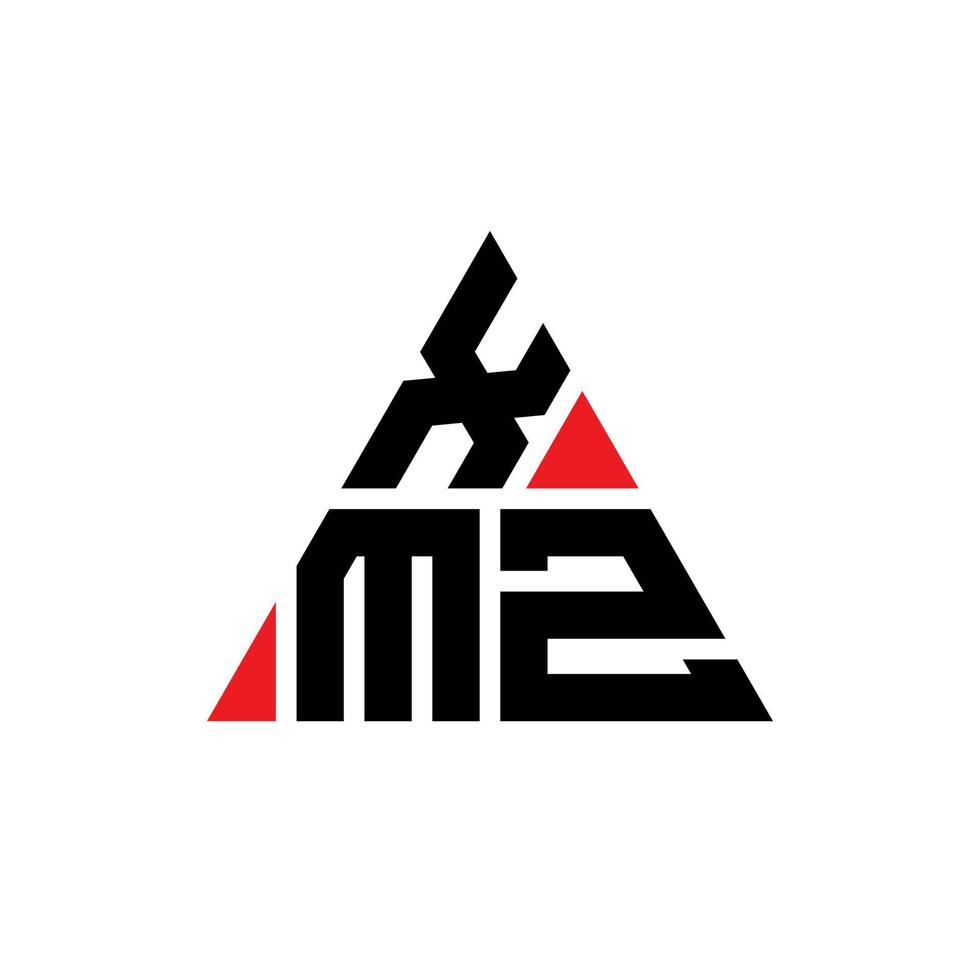 XMZ triangle letter logo design with triangle shape. XMZ triangle logo design monogram. XMZ triangle vector logo template with red color. XMZ triangular logo Simple, Elegant, and Luxurious Logo.
