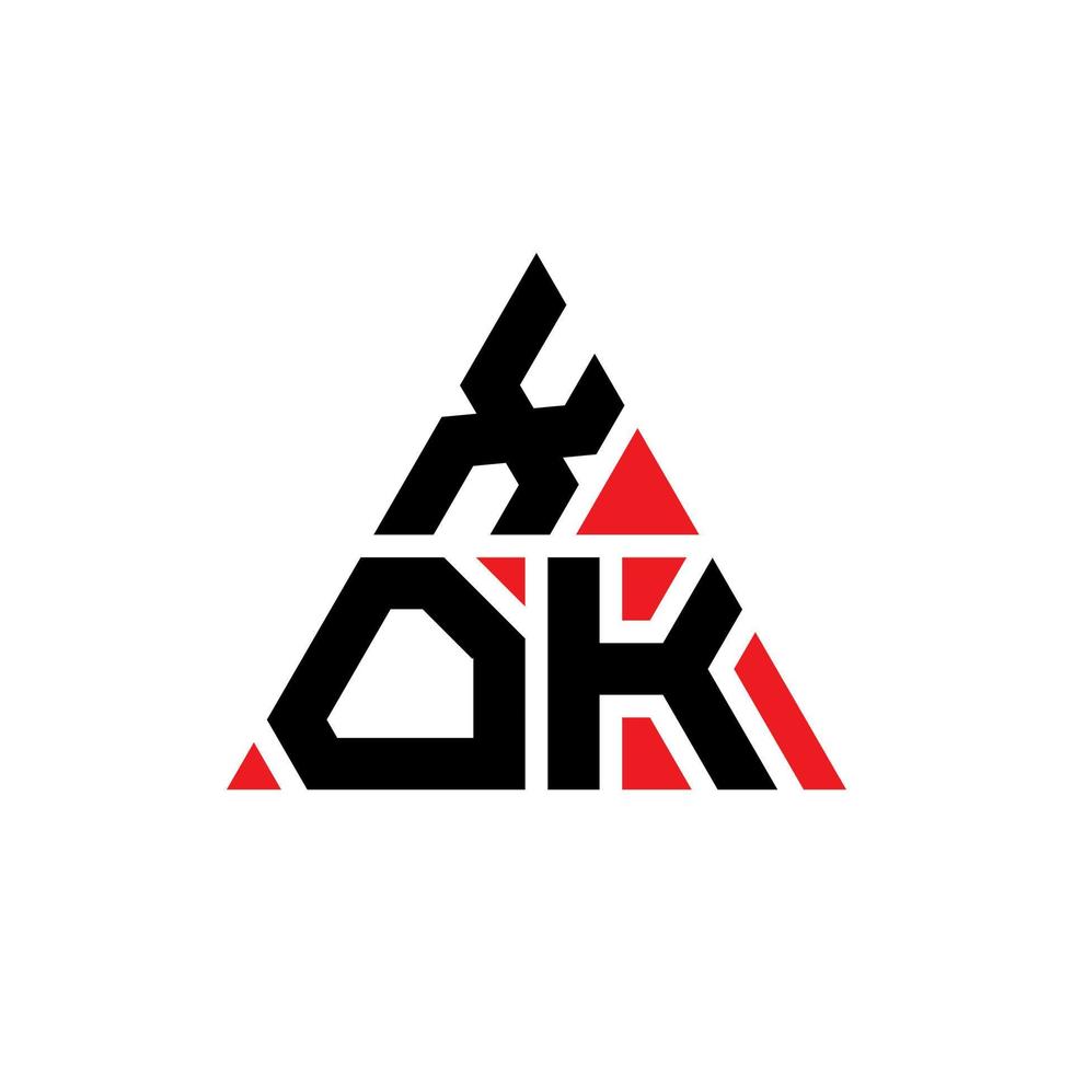 diseño de logotipo de letra de triángulo xok con forma de triángulo. monograma de diseño del logotipo del triángulo xok. plantilla de logotipo de vector de triángulo xok con color rojo. logotipo triangular xok logotipo simple, elegante y lujoso.