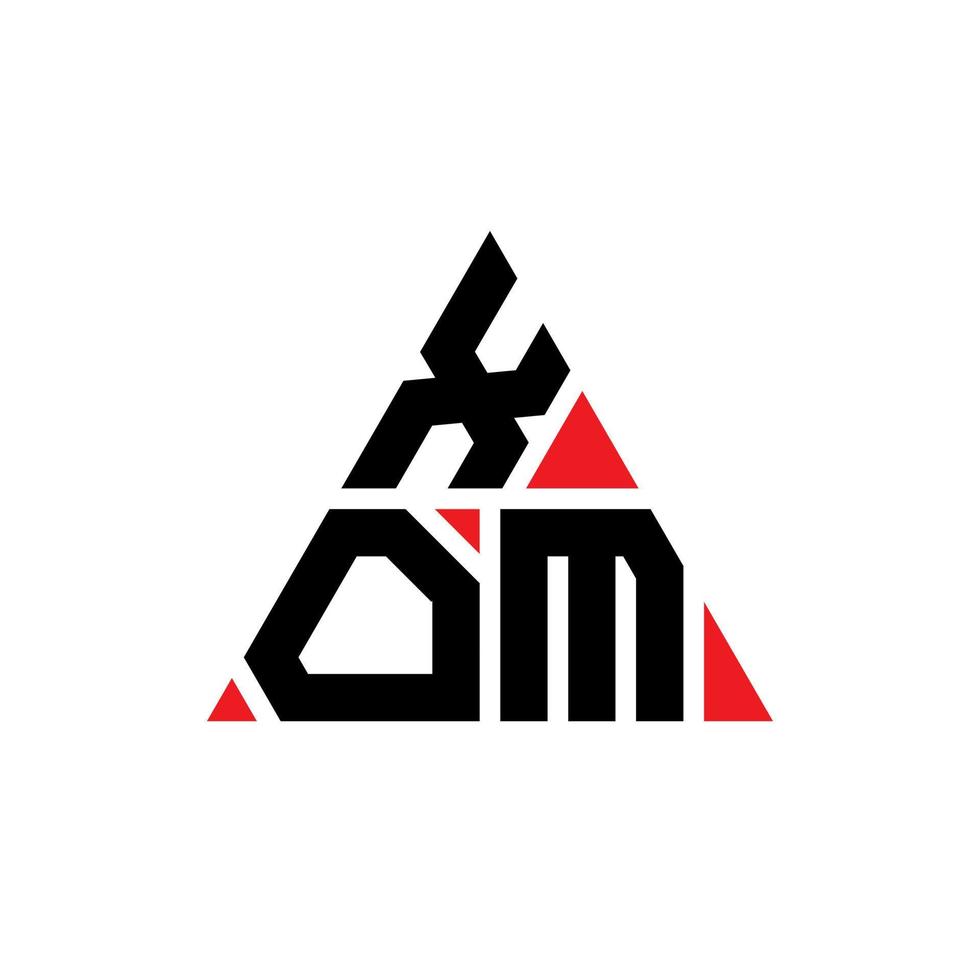 diseño de logotipo de letra triangular xom con forma de triángulo. monograma de diseño del logotipo del triángulo xom. plantilla de logotipo de vector de triángulo xom con color rojo. logotipo triangular de xom logotipo simple, elegante y lujoso.