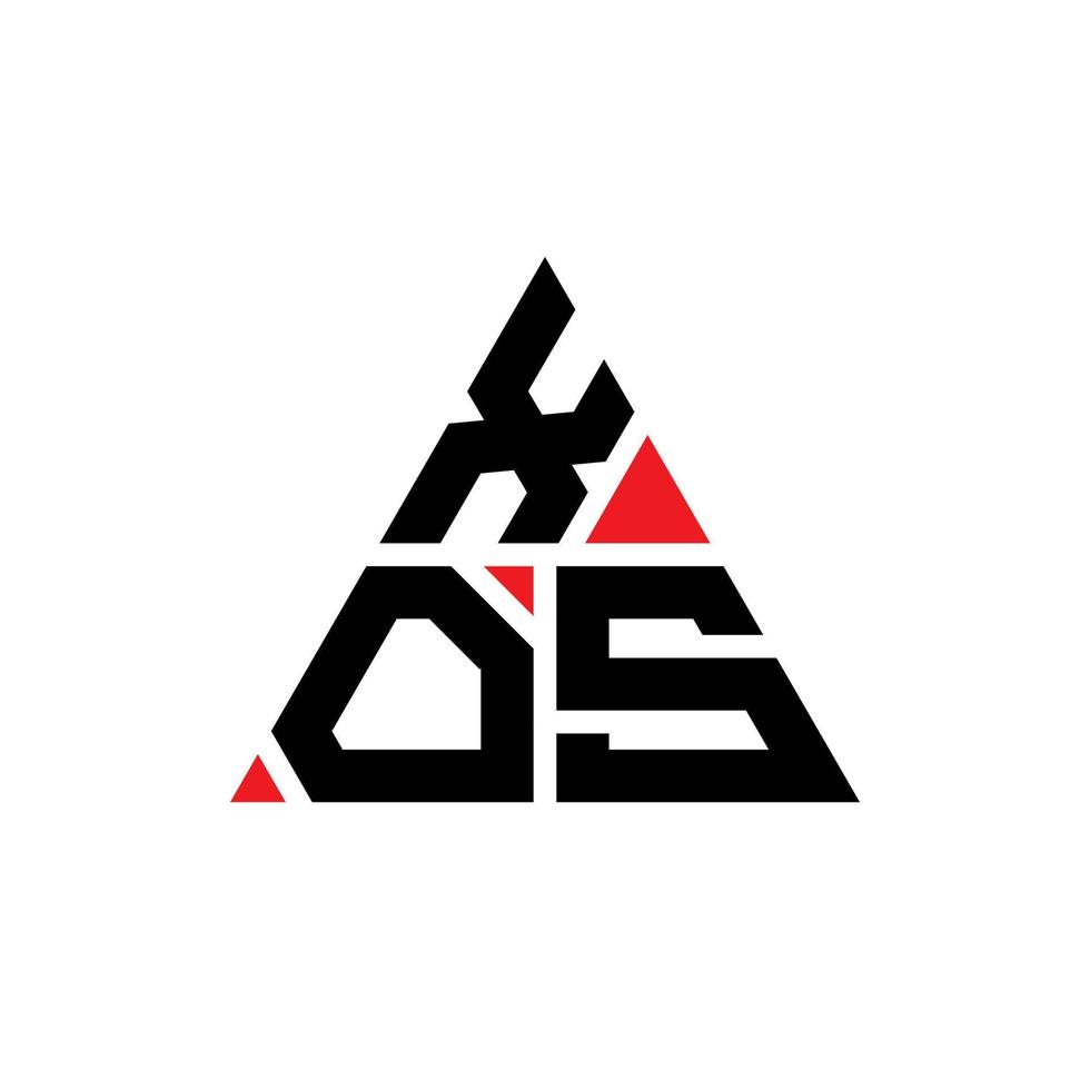XOS triangle letter logo design with triangle shape. XOS triangle logo design monogram. XOS triangle vector logo template with red color. XOS triangular logo Simple, Elegant, and Luxurious Logo.