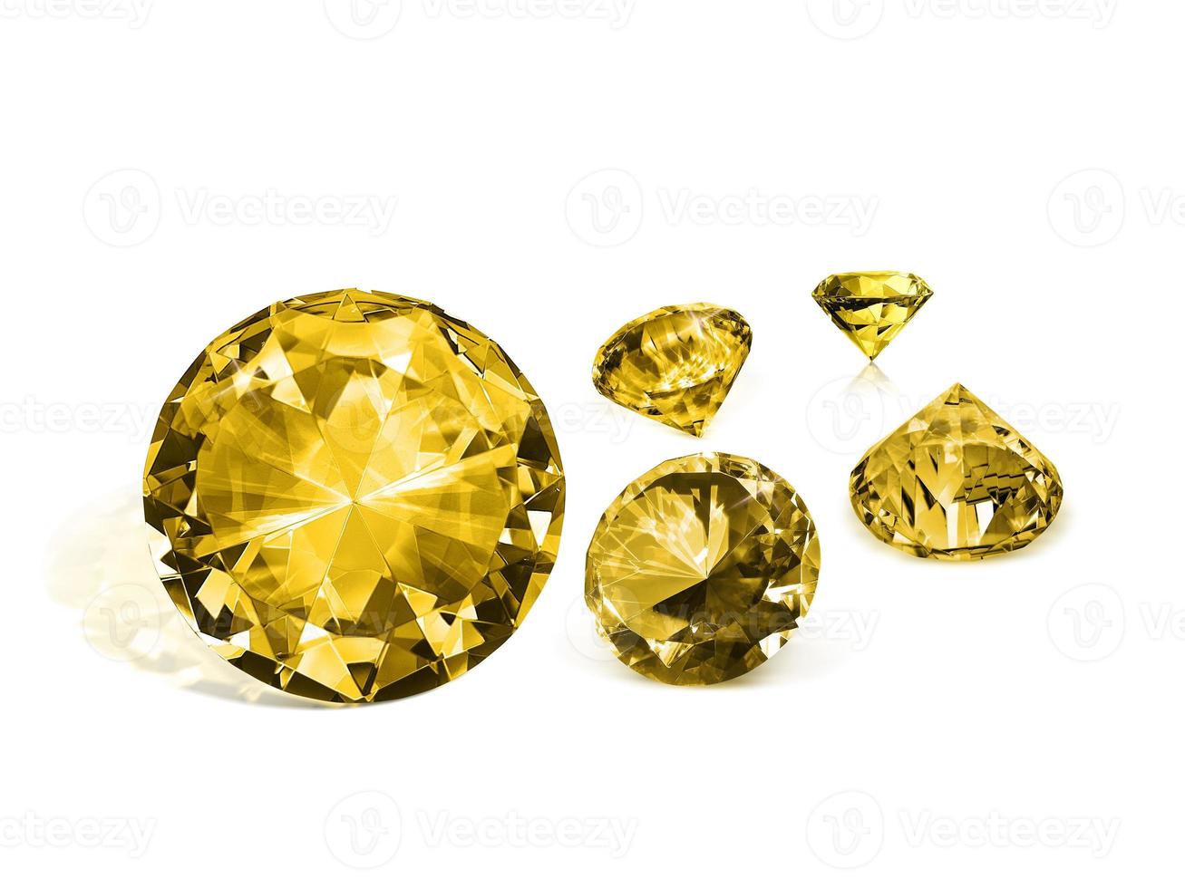 Group dazzling diamond yellow on white background photo