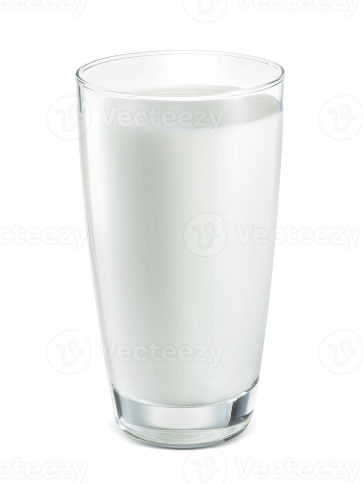 vaso de leche aislado sobre fondo blanco foto